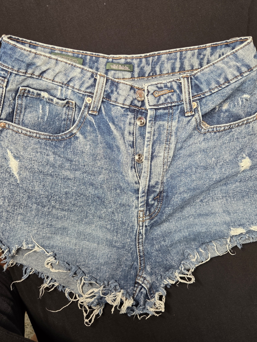 Wild Fable Highest Rise Cutoff Denim Shorts Exposed Buttons Size 8 M